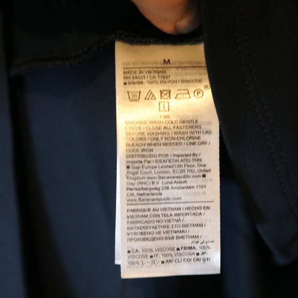 Banana Republic Twist Front Maxi Dress Womens Medium Navy Blue High Neck Fitted - Picture 5 of 6